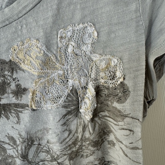 Ann Taylor Loft bluish grey short sleeve shirt - Picture 4 of 7